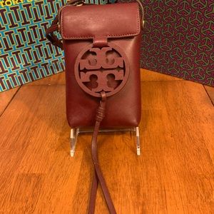 Tory Burch Miller Phone Crossbody Royal Burgundy used good condition